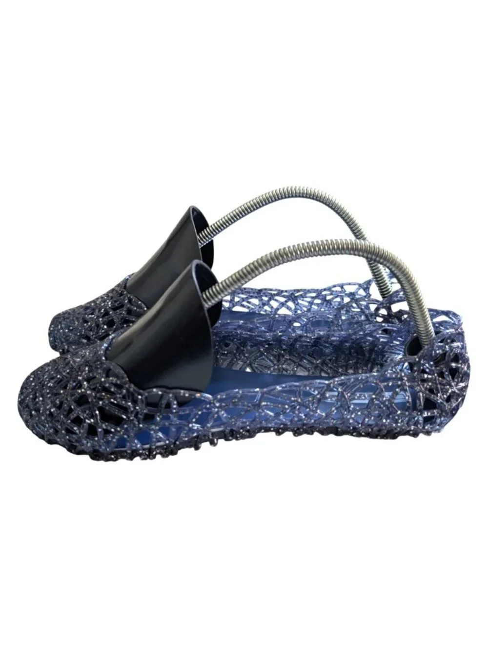 OHMGAA Glitter Jelly Flats Cutout Woven Slip On Shoes Women's Size 38 US 7.5
